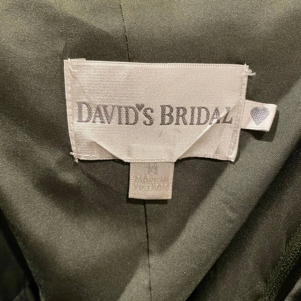 Olive green 14 strapless formal David’s Bridal dress bridesmaid or music concert - Picture 4 of 4